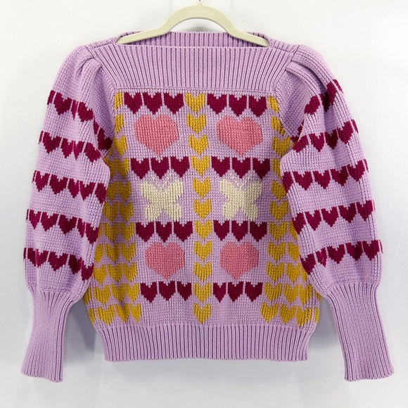 LoveShackFancy Multicolor Heart Pattern Sweater - Picture 3 of 10
